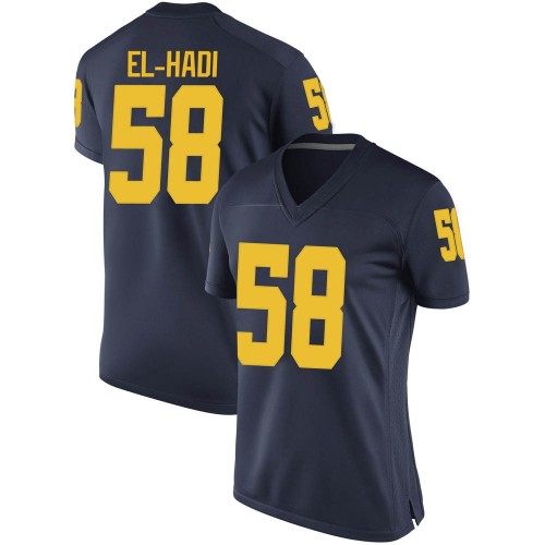 Giovanni El-Hadi Michigan Wolverines Women's NCAA #58 Navy Game Brand Jordan College Stitched Football Jersey IGP7254LP